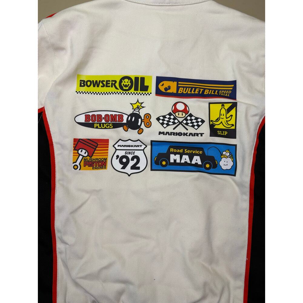 Mario Kart Racing Jacket Kids XS White Snap Front Nintendo Bomber NWT - Picture 8 of 8